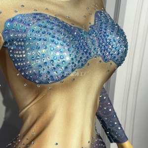 Combinaison en Spandex/Nylon à Motif d'Écailles de Poisson avec Strass Brillants, Nouvelle Collection, pour Femmes, Danse du Ventre, Spectacle, Tenue de Mode, Chanteuse - Product Image 4
