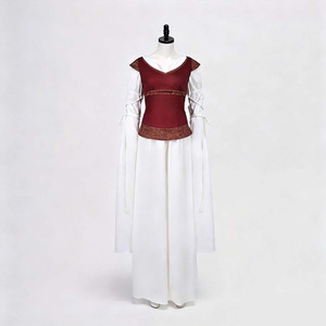 Disfraz de Reina Io Winston para mujer, traje de Cosplay para adultos, vestido de Halloween del Señor de los Anillos, Top blanco y rojo - Product Image 4
