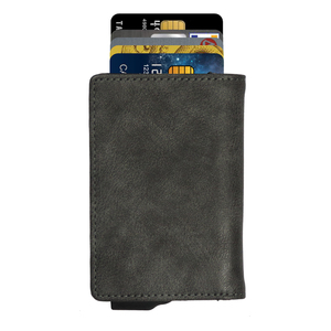 Monedero Corto de Nailon con Bloqueo RFID, Delgado, Minimalista, de Cuero PU, Unisex, con Bolsillo para Monedas, Estuche Metálico Abierto Antirrobo para Tarjetas de Crédito y Bancarias - Product Image 2