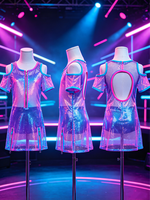 Robes de danse jazz pour filles en tissu pailleté vert et rose vif avec jupe tutu, costume de ballet pour spectacle
