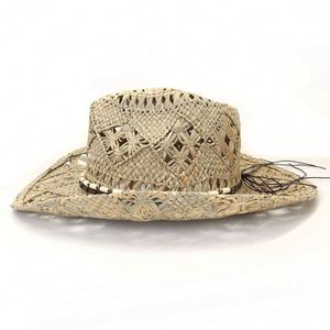 Chapeau de soleil d'été pour hommes et femmes, tissé à la main en paille naturelle, style western cowboy - Product Image 2