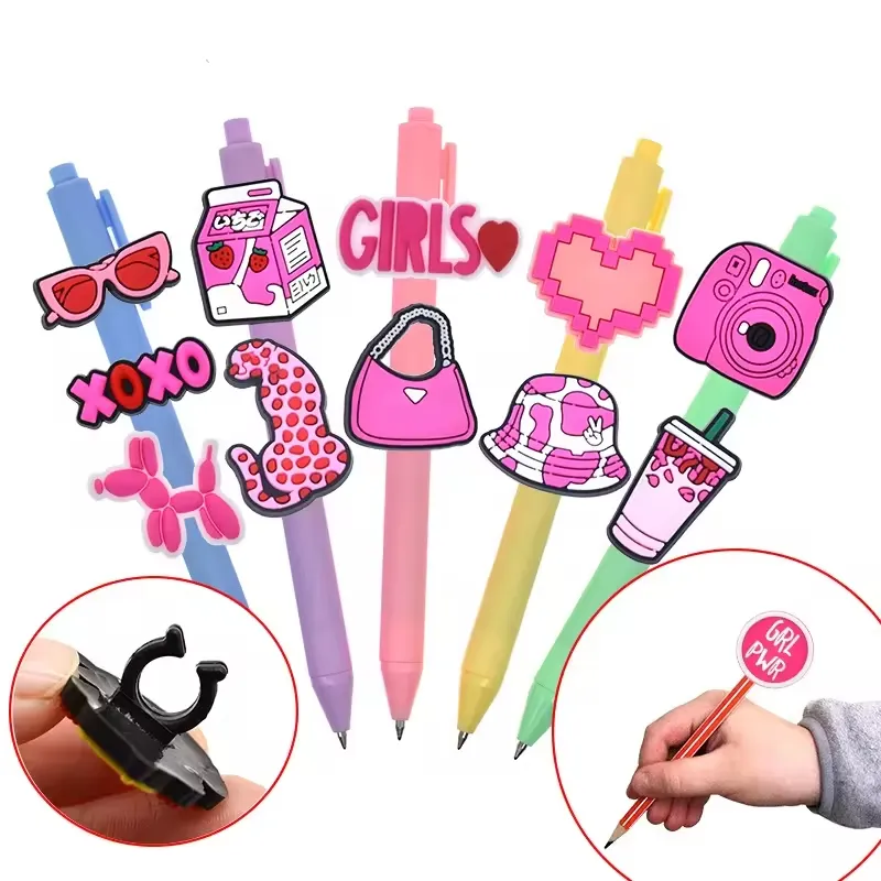 wholesale pink gril Japan anime PVC pencil accessories lilo and pencil topper