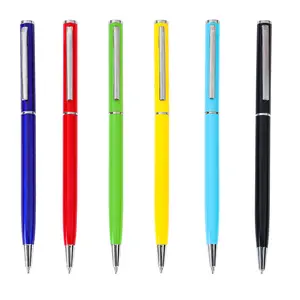 Bolígrafo de metal para publicidad de hoteles, bolígrafo de negocios de acero inoxidable liso, LOGOTIPO personalizable