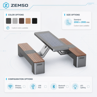 Banc intelligent à énergie solaire avec haut-parleur Bluetooth extérieur, chargement USB rapide, robuste, pour parcs, campus, places publiques, OEM ODM personnalisé