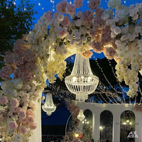 Nouveau Lustre Rideau de Perles en Cristal en Fer Forgé pour Mariage, Décoration Lumineuse pour Hôtels, Scènes et Lieux de Mariage