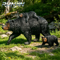Sculptures de l'ours noir et de l'ours brun réalistes en bronze coulé sur mesure RUNJIN, art paysager, H110cm