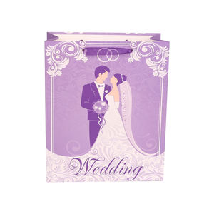 FB25 Eleganti Sacchetti Bomboniera con Design Silhouette di Coppia, Sacchetti Regalo in Carta <span class=keywords><strong>Rosa</strong></span> e Viola per Eventi Nuziali - Product Image 2