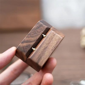 Walnut Wood Hexagonal <b>Ring</b> <b>Box</b> Solid Wood Flip Top Jewelry Storage Elegant Wedding Diamond <b>Ring</b> Case - Product Image 4