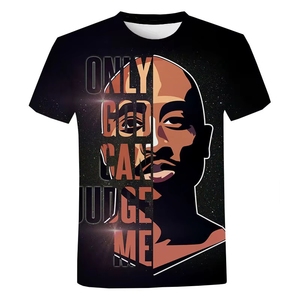 Usine personnalisée Instagram <span class=keywords><strong>rappeur</strong></span> 2pac 3d chemise hommes Hip Hop T-shirt imprimer <span class=keywords><strong>Tupac</strong></span> à manches courtes femmes toile Vintage impression motif - Product Image 1