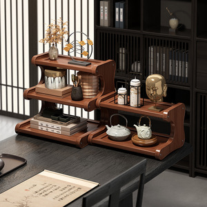 Étagère de rangement multi-niveaux pour bureau, organisateur en bois à 3 niveaux pour bureau et maison, avec étagère de présentation pour service à thé et livres - Product Image 1