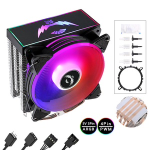 QiuzAim 120mm torre única ARGB 12th 1700 <span class=keywords><strong>CPU</strong></span> <span class=keywords><strong>Cooler</strong></span> con 5V 3Pin LED Lghting 4Pin PWM ventiladores eficientes 4 tubos de calor para AM4 i7 i5 - Product Image 1