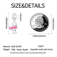 Breloque signet LOVE Ours en argent 925 de la série Animaux, pour best-seller, perles de bijoux DIY pour la remise des diplômes