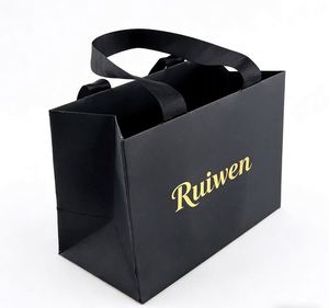 Bolsas de Compra de Papel Negro Reciclado Personalizadas para Ropa, Embalaje de Regalos Promocionales, con su Propio Logotipo, Venta al por Mayor, Bolsas de Papel Kraft Personalizadas con Asas - Product Image 2