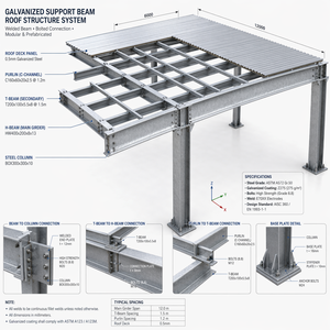 Viga de Soporte <span class=keywords><strong>para</strong></span> Losa de Acero <span class=keywords><strong>para</strong></span> Encofrado de Losas de <span class=keywords><strong>Techo</strong></span>, Perfil H Galvanizado, Ganchos Soldados, Longitud Personalizada - Product Image 4