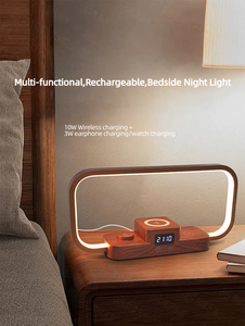 Fast Qi Charging Stand Table Lamp 3-in-1 Magnetic Wireless Charger with LED Lamp Alarm <b>Clock</b> for Bedroom - Product Image 3