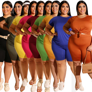 <span class=keywords><strong>Ensemble</strong></span> pantalon et haut femme grande taille, style européen et américain, couleur unie, mode décontractée, 20705. - Product Image 1
