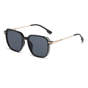 Jamie 9453 <b>Large</b> <b>Frame</b> Sunglasses Black Acetate UV400 Protection Unisex Fashion Travel Style - Product Image 1