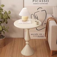 Table basse ronde de style moderne américain en marbre crème pour le salon
