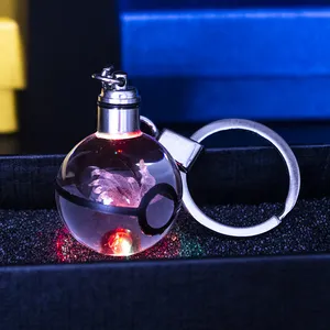 HDW بالجملة 30 سلسلة كريستال كوكي مون الكرة مخصصة شعار 3d أدى ضوء ملون هدية كزة مون الكرة كيرينغ - Product Image 1