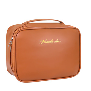 กระเป๋าเครื่องสำอาง Nianduoduo หนัง PU ความจุขนาดใหญ่ พกพาสะดวก พร้อมหูหิ้วนุ่ม สำหรับจัดเก็บที่บ้าน - Product Image 1