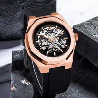 Montres mécaniques automatiques pour hommes en marque privée, bracelet en silicone, OEM/ODM, logo personnalisé, montre automatique pour homme fabriquée en Chine