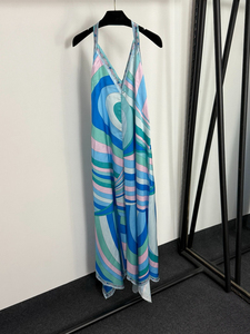 <span class=keywords><strong>Abito</strong></span> <span class=keywords><strong>lungo</strong></span> Casual da donna con stampa a blocchi di colore con Design senza schienale e nuovo orlo irregolare - Product Image 2