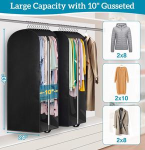 Fundas transparentes acolchadas para colgar ropa, bolsas de 43 pulgadas para guardar trajes en el armario con asas, fundas para abrigos - Product Image 3