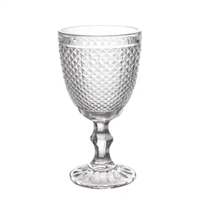 Cina vetreria all'ingrosso a buon mercato rosso calice bicchiere di vino trasparente diamante Vintage goffrato acqua e succo di vetro tazza - Product Image 1
