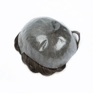 Système de remplacement capillaire en PU injecté ultra-fin (0,06-0,08 mm) avec cheveux humains, prêt à l'emploi, pour hommes chauves – Prothèse capillaire - Product Image 1