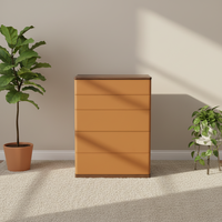 Commode moderne en bois massif à cinq niveaux avec armoire à tiroirs en cuir - Meubles de luxe pour chambre à coucher et salon, respectueux de l'environnement