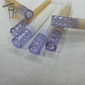 Tube à fumer en verre spiralé violet exclusif 10 * 30 MM avec diamètre de la bouche en verre personnalisable - Product Image 2