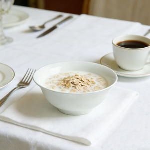 Bol à céréales en porcelaine fine, bol à porridge d'avoine blanche, bol à riz personnalisé avec logo - Product Image 1