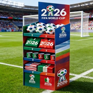 Expositor de Cartón Corrugado Ecológico Personalizado para la Copa Mundial de Fútbol 2026, Fácil de Montar, para Tiendas Minoristas - Product Image 1