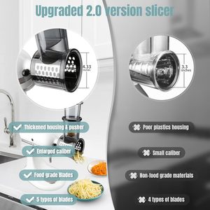 Accessoires de robot culinaire détachables pour hacher/râper, 4 lames en acier inoxydable, hachoir à légumes écologique, râpe à fromage, pour salades - Product Image 3
