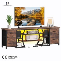 Meuble TV de style industriel à prix de gros, vente directe d'usine, pour téléviseurs de 65 à 80 pouces, avec prise de courant, meuble de rangement pour salon