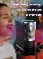 Microphone à condensateur USB filaire pour studio, enregistrement, suppression du bruit, pour podcasting, streaming, chant, YouTube, Skype, jeux - Prise XLR