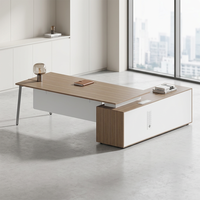 Bureau de direction en L de luxe en bois écologique à montage facile avec tiroirs pour PDG