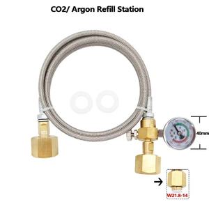 Estación de Recarga de Cilindros de CO2 Sodastream, Adaptador de Carga para Herramientas Neumáticas con Manguera de Acero Trenzado de 1.5m y Manómetro de 250 bar - Product Image 2