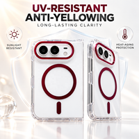 Étui magnétique pour iPhone Duo 2.0mm TPU Acrylique Métal Cadre d'appareil photo Boutons Anti-jaunissement UV Aimant 2300