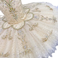 AL-T2087 Superbe tutu de ballet doré, broderie dorée professionnelle, tenue de danse romantique pour scène, sur mesure pour femmes et filles
