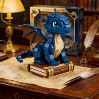 Set de Bloques de Construcción Dragón Azul, Tema Animales y Naturaleza, Escala 1:12, Juguete de Construcción para Niños, Educativo, Ensamblaje DIY, Plástico ABS
