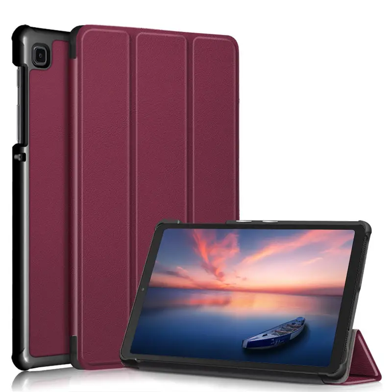 Simple Solid Color Three-fold Bracket Tablet Smart Flip leather Cover Cases for SAMSUNG Tab A8 S6 lite x200/t220 /t500/t290/x205