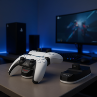 Station de charge tout-en-un Mincd PD Dual 2 ports pour manette PS5 avec support de charge 10W en ABS blanc et noir