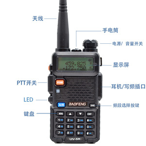 Radio bidirectionnelle Baofeng UV-5R 459,825 MHz 172,750 MHz longue portée double bande - Product Image 3