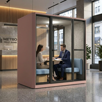 Cabina de Reuniones Insonorizada de Aluminio Resistente para 4 Personas, Uso en Oficina, Sala Silenciosa Modular, Cabina Acústica para Colaboración