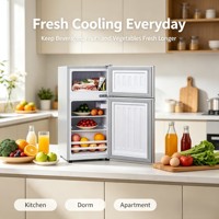 Mini Refrigerador Eléctrico Compacto de Doble Puerta, Eficiente Energéticamente, Bajo Nivel de Ruido, para Hotel, Dormitorio, Apartamento Pequeño