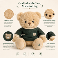 Osito de Peluche Personalizado de Estados Unidos, Lindos Peluches de Ositos Americanos de San Valentín con Funda de Piel
