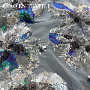 Haut de gamme 100% polyester tissu robuste en trois dimensions paillettes orchidée broderie à la main haut robe costumes poids lourd - Product Image 1