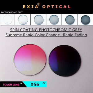 EXIA-Objectif X56 photochromique gris <span class=keywords><strong>MR</strong></span>-8 1.61, verres de lunettes de soleil, revêtement rotatif, photochromique, dégradé de rose, SHMC, revêtement bleu - Product Image 2