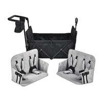 Wagon de camping pliable pour enfants à 4 places avec cadre en acier, auvent et poignée double silencieuse pour pousser et tirer, idéal pour l'extérieur et la plage